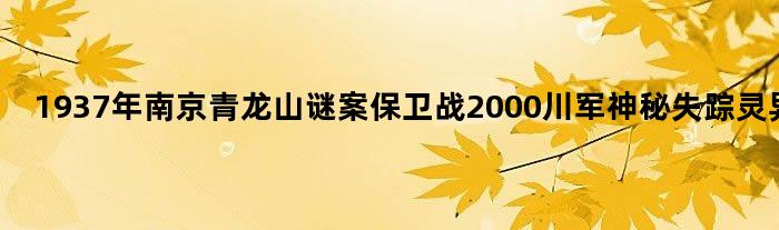 1937年南京青龙山谜案 保卫战2000川军神秘失踪灵异事件