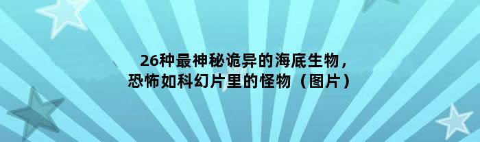 26种最神秘诡异的海底生物，恐怖如科幻片里的怪物（图片）