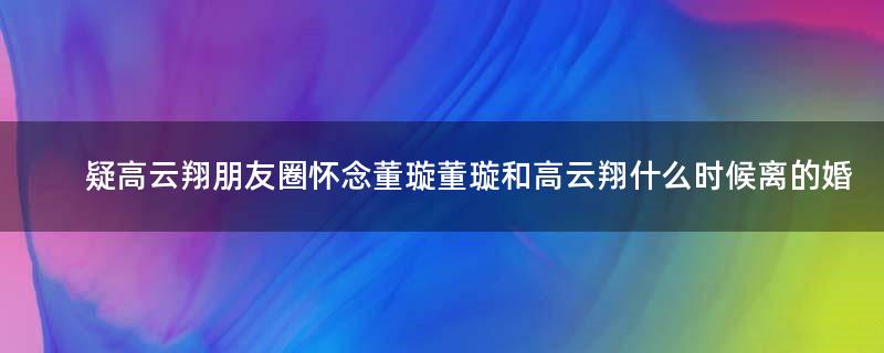 疑高云翔朋友圈怀念董璇 董璇和高云翔什么时候离的婚