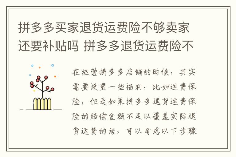 拼多多买家退货运费险不够卖家还要补贴吗 拼多多退货运费险不够咋办