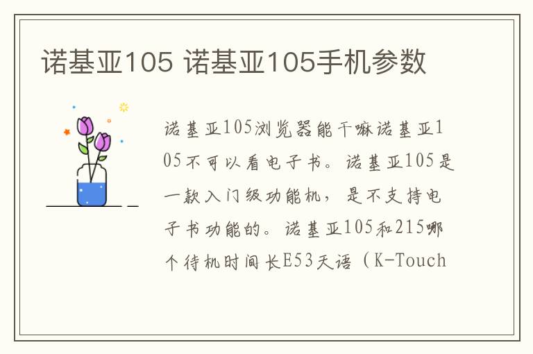 诺基亚105 诺基亚105手机参数