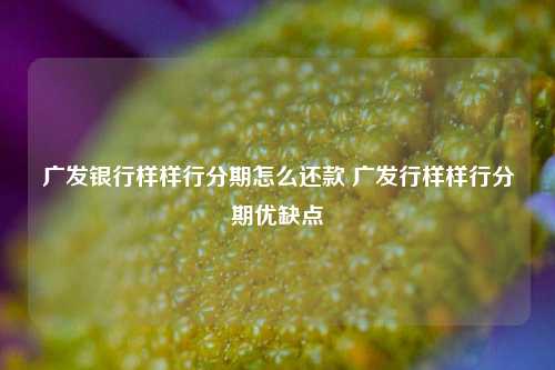 广发银行样样行分期怎么还款 广发行样样行分期优缺点