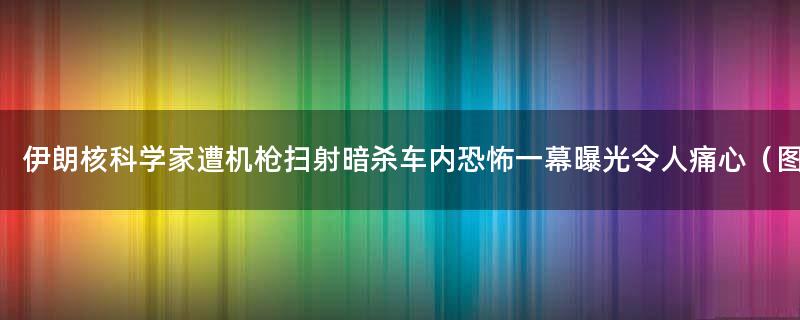 伊朗核科学家遭机枪扫射暗杀 车内恐怖一幕曝光令人痛心（图）