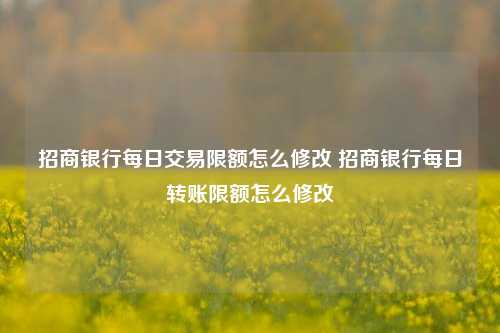 招商银行每日交易限额怎么修改 招商银行每日转账限额怎么修改