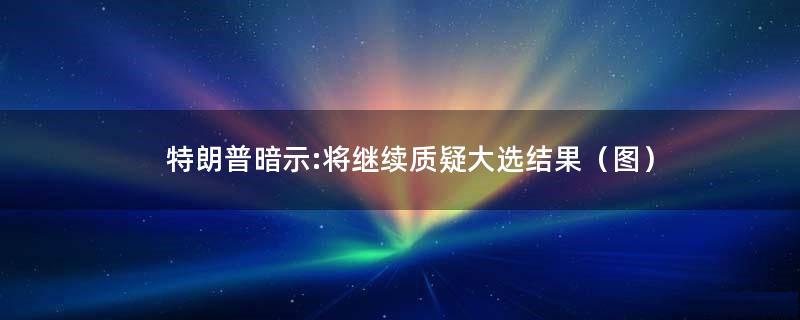 特朗普暗示:将继续质疑大选结果（图）