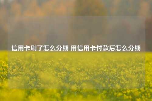 信用卡刷了怎么分期 用信用卡付款后怎么分期