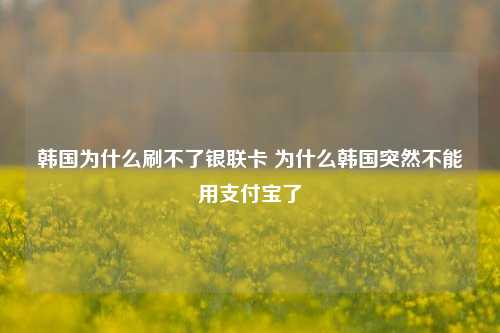 韩国为什么刷不了银联卡 为什么韩国突然不能用支付宝了