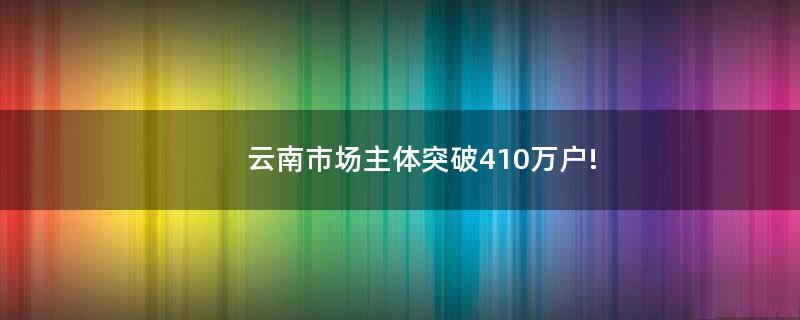 云南市场主体突破410万户!