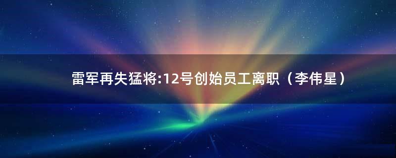 雷军再失猛将:12号创始员工离职（李伟星）