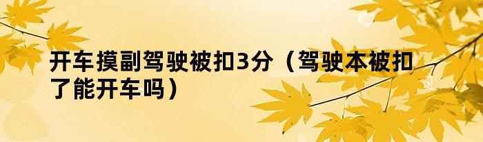 开车摸副驾驶被扣3分（驾驶本被扣了能开车吗）