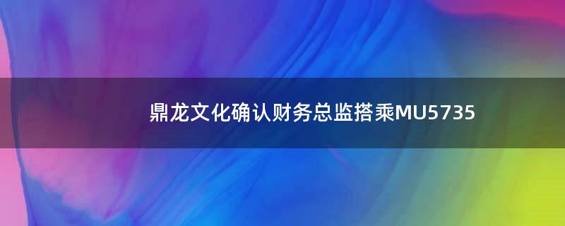 鼎龙文化确认财务总监搭乘MU5735